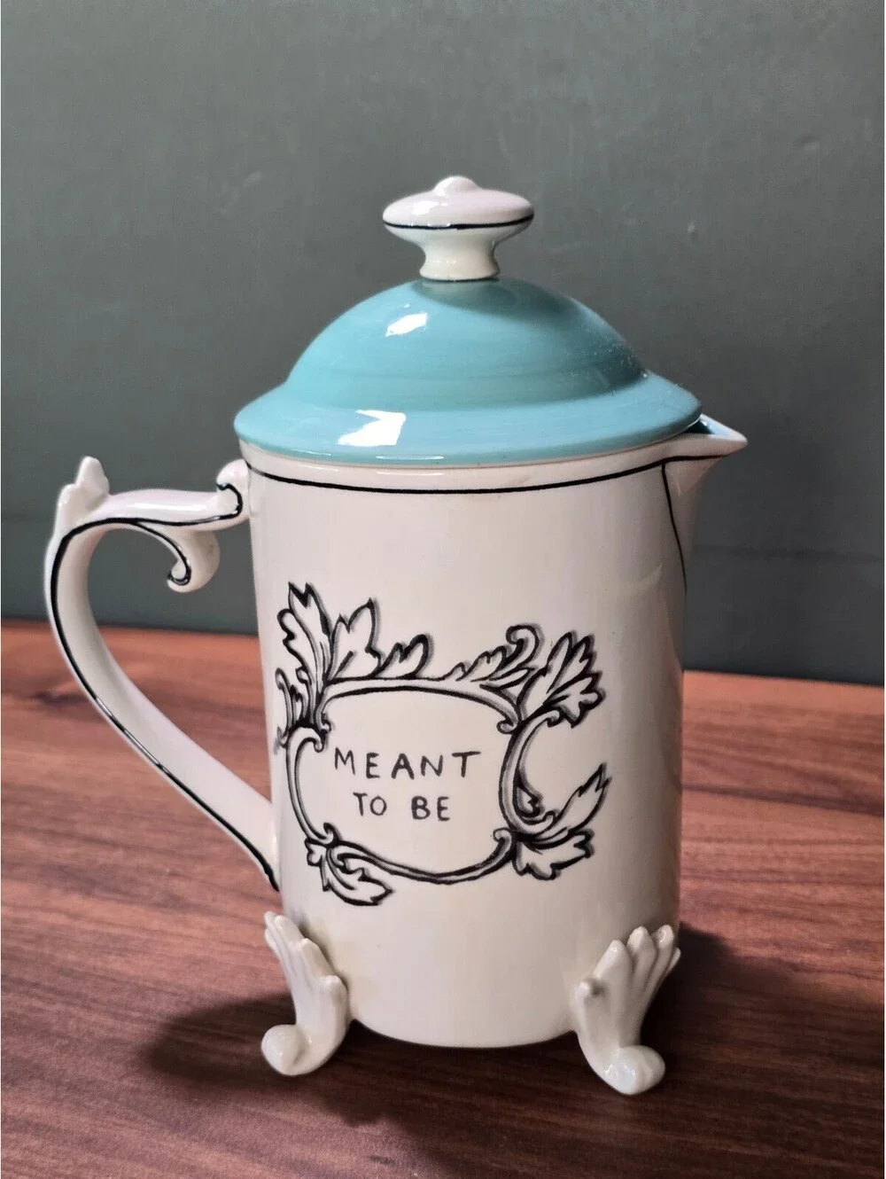 Anthropologie Molly Hatch Meant To Be Ceramic French Press Turquoise Lid